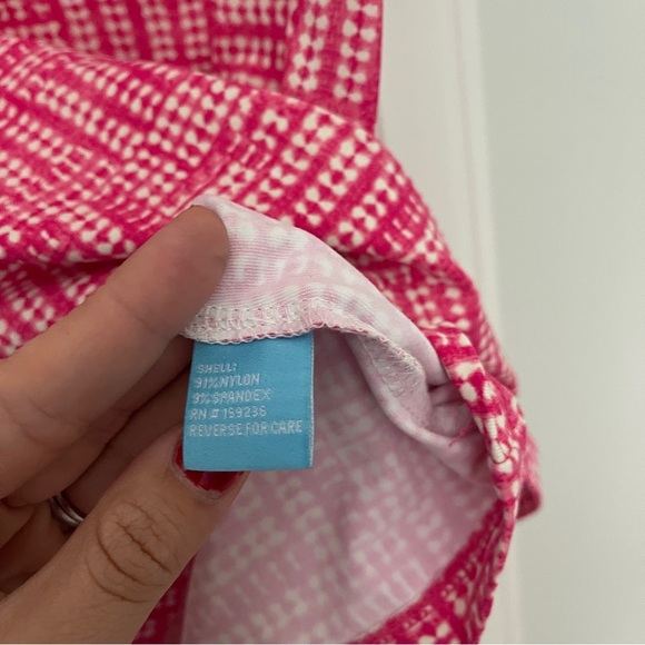 J. McLaughlin Catalina Ruffle V Neck Sleeveless Tank Pink Print - Picture 3 of 4